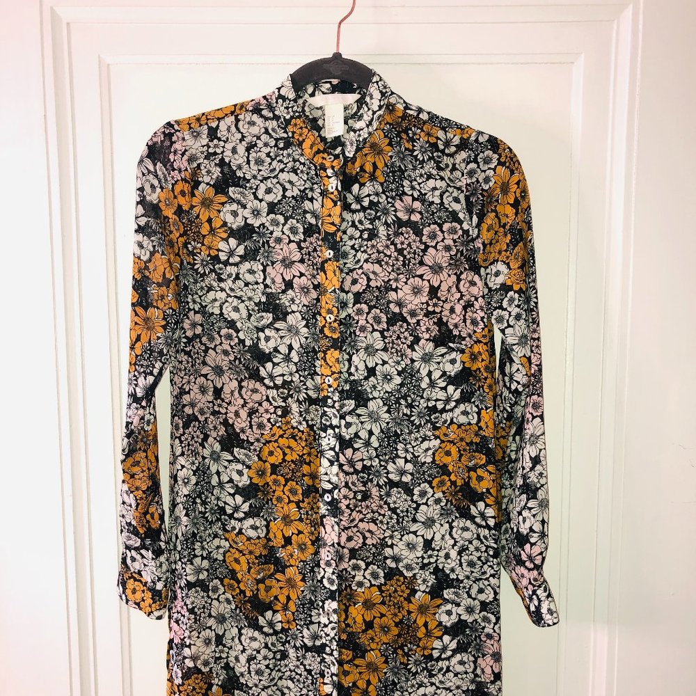 H&M Floral Tunic Button Up/ Shirt Dress